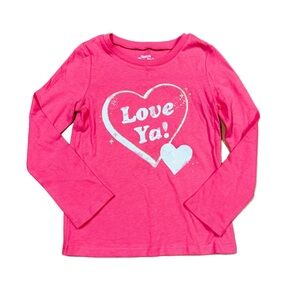 NWT Oshkosh Pink “Love Ya” Long Sleeve Graphic Tee Toddler Girls 5T